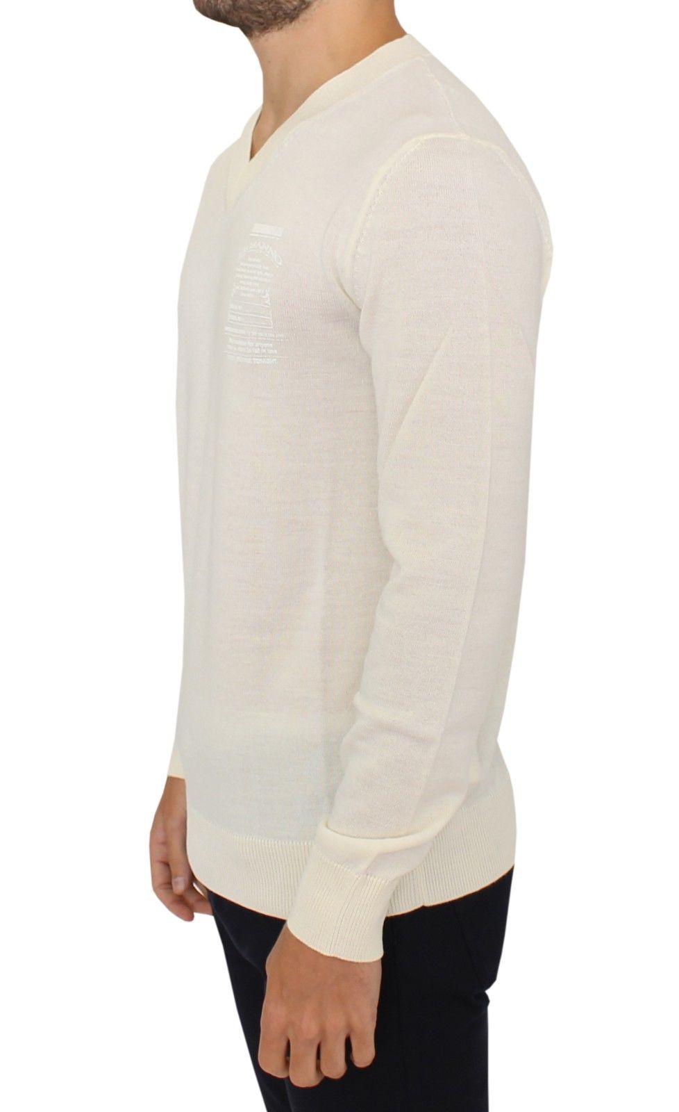 Ermanno Scervino Off White wool-blend V-neck sweater